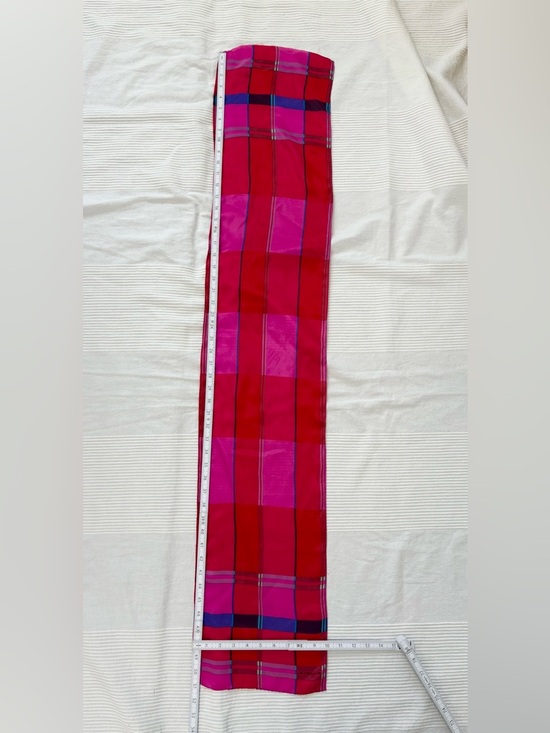 Vintage Liz Claiborne Bright Pink Plaid Women's Silk Scarf - Picture 2 of 6